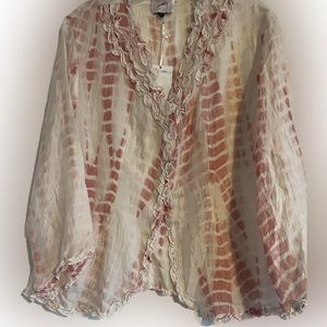 Holly in Hanoi silk  tie-dye loungewear jacket. NWT